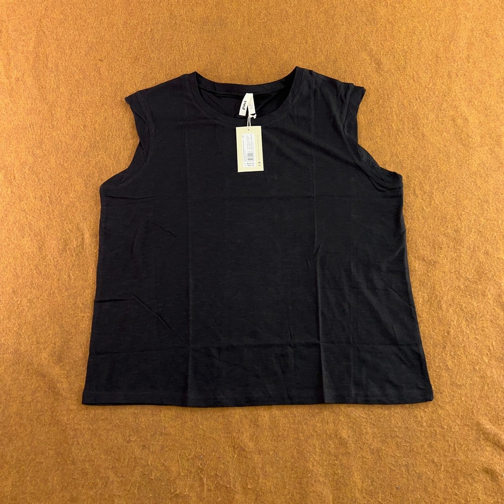 Pact Women XL Black Featherweight Slub Organic Cotton Muscle Tee NWT